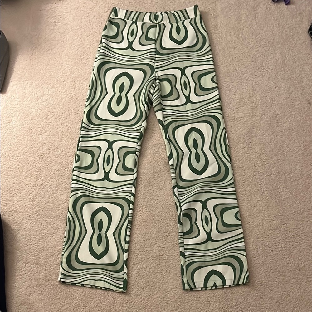 Green Straight Leg 70’s Style Psychedelic Pants